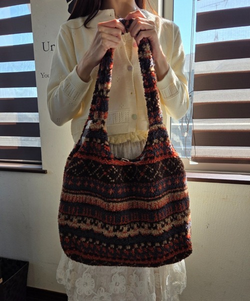 ショルダーバッグ バッグ ボア チェック柄プリント A4対応 大容量