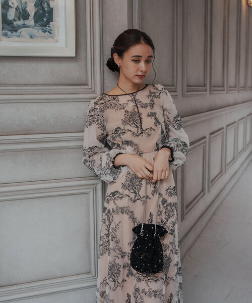 カスタネ　オケージョンドレスembroidery organdy dress セール】【オケージョンドレス/結婚式】embroidery organdy