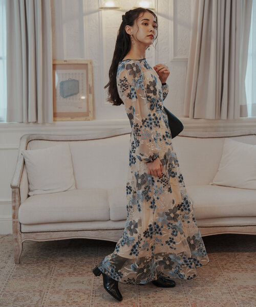 カスタネ　オケージョンドレスembroidery organdy dress セール】【オケージョンドレス/結婚式】embroidery organdy