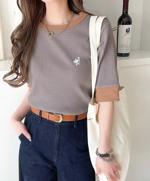 ラウンドネックTシャツボーイッシュスポーティーかわいい食事会女子旅大人可愛いフェミニン大人カジュアル Amazon.co.jp: [ZHIFANXN]【2025年夏登場】クルーネック