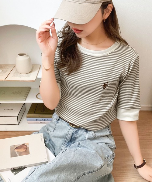 LMC★エンジェルボーダーユニセックスTシャツ unite × STAMP RUN&CO コラボTシャツ ボーダー（ユニセックス
