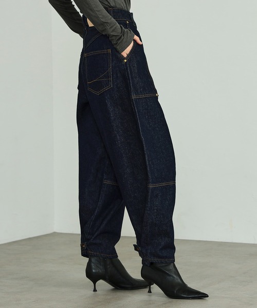 デニム・ジーパン IONSEOUL Denim one-tuck balloon pants JH003 SOMETHING ジーンズ デニム デニムパンツ 「GISELe 4月号掲載