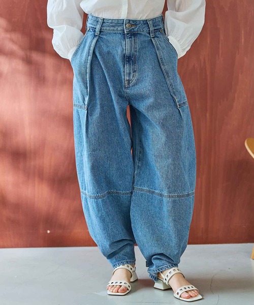 デニム・ジーパン IONSEOUL Autumn Snap Balloon Wide Denim SOMETHING ジーンズ デニム デニムパンツ 「GISELe 4月号掲載
