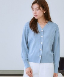 7days Life Styling カーディガン ショート丈Vネックリブニット