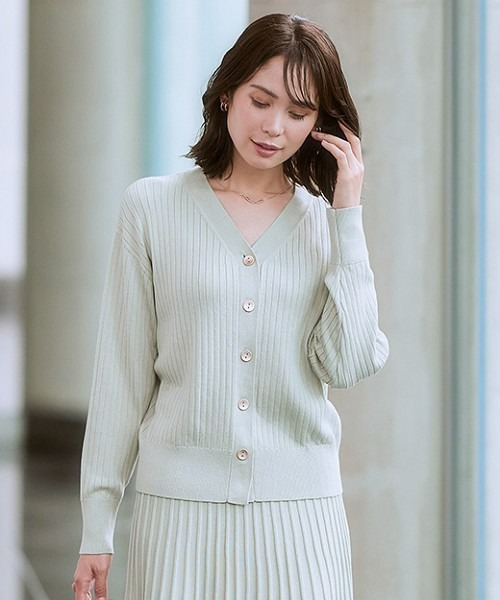 <新品セール> JEANS カーディガン　S M7days(エムセブンデイズ)のワイドリブシアーカーディガン通販