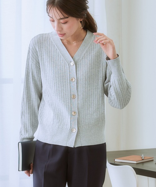 HUS HUSH【L】バックオープン 背中Vネック リブニット カーディガン HUS HUSH【L】バックオープン 背中Vネック リブニット