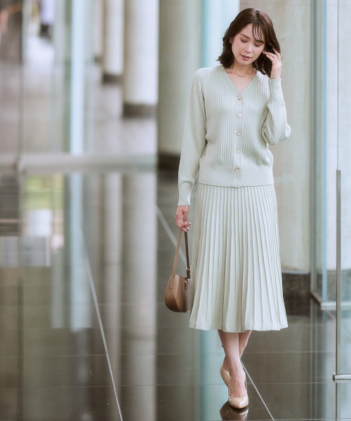 7days Life Styling カーディガン ショート丈Vネックリブニット