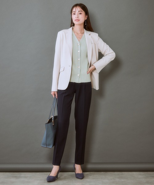 7days Life Styling カーディガン ショート丈Vネックリブニット