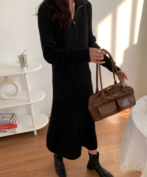 「ECLIN」 ニットワンピース FREE グレー レディース_画像3