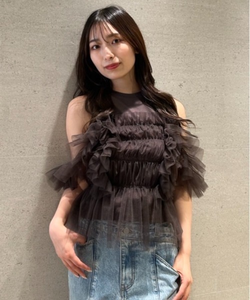 FRAY I.D tシャツ チュールコンビ2wayトップス レディース