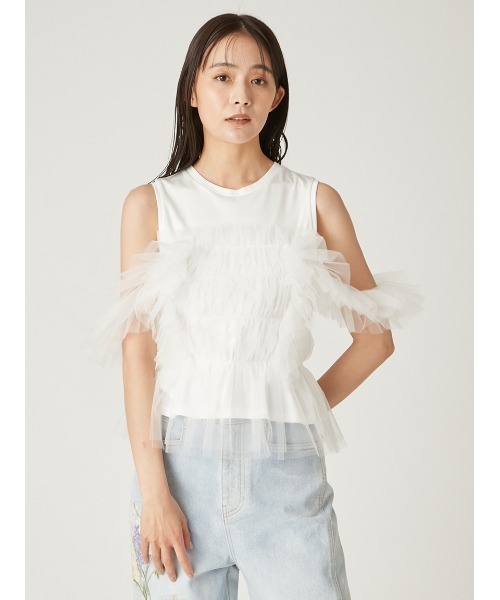 tシャツ チュールコンビ2wayトップス レディース FRAY I.D tシャツ チュールコンビ2wayトップス レディース