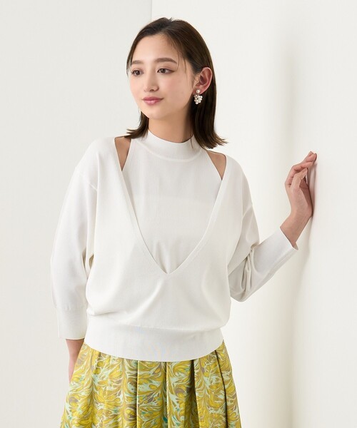 ANAYI ニット セーター ハイネックレイヤー プルオーバー