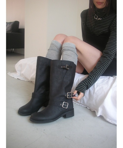 Didot.showroom ブーツ 「DIDOT.」バイカーミドルブーツ レディース