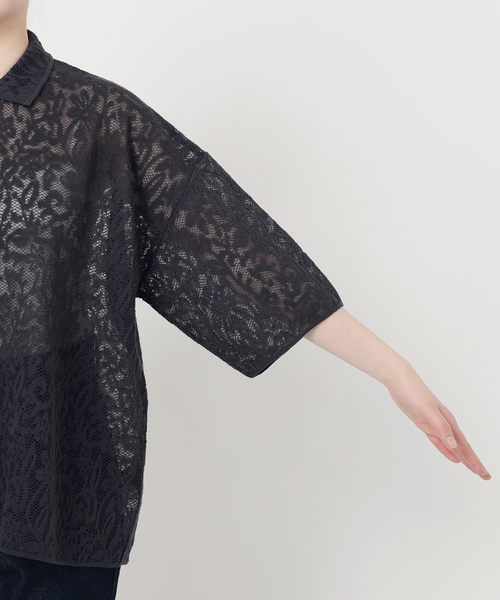 todayful トゥデイフル レースニットシャツ
