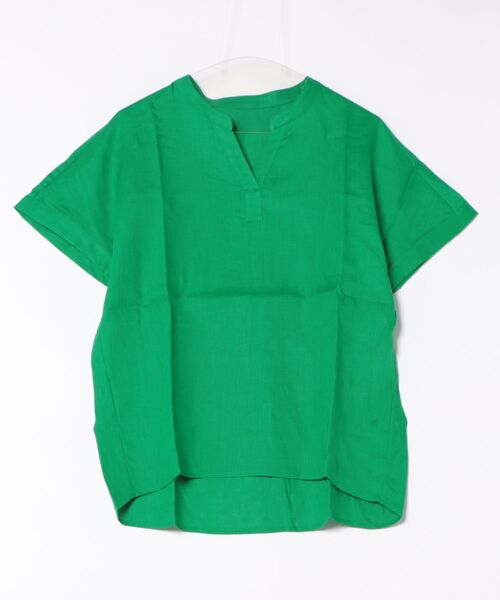 tシャツ 半袖 フレンチリネンタックデザインチュニックプルオーバー