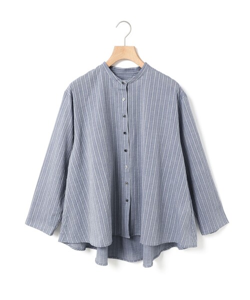 ブラウス シャツ MidiUmi シアーストライプバックギャザーシャツ レディース