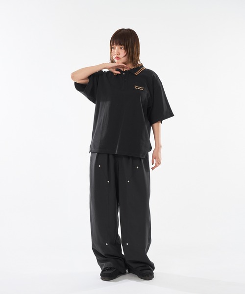 kolor22SS鹿の子ポロシャツ 22SS kolor 鹿の子ロゴポロシャツ 黒