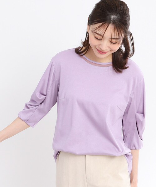 【夏SALE／接触冷感／洗える】六分袖ジャージプルオーバー セール】【夏SALE／接触冷感／洗える】六分袖ジャージプル