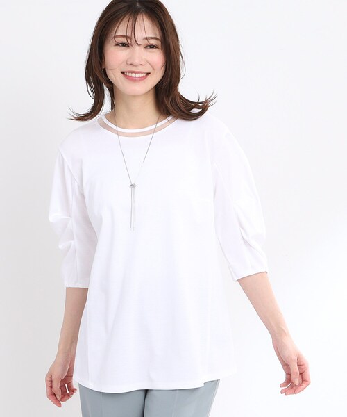 tシャツ 「夏SALE／接触冷感／洗える」六分袖ジャージプルオーバー レディース