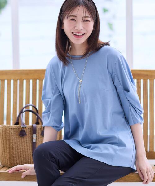 tシャツ 「腰周りカバー」すっきり見えAラインカットソー レディースの画像