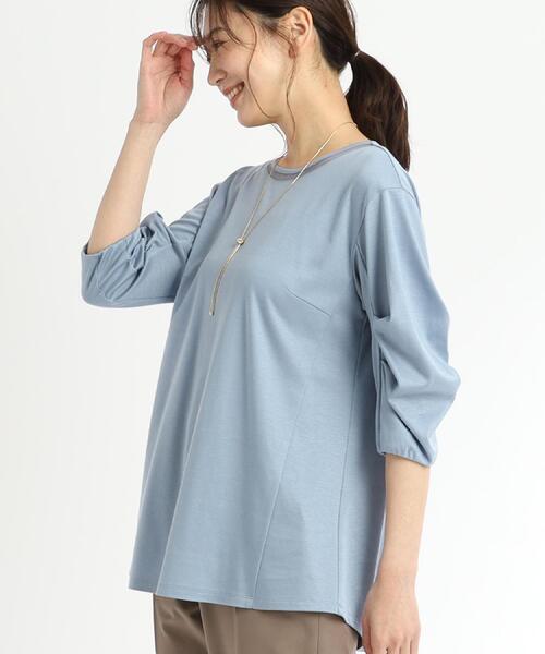 tシャツ 「腰周りカバー」すっきり見えAラインカットソー レディースの画像