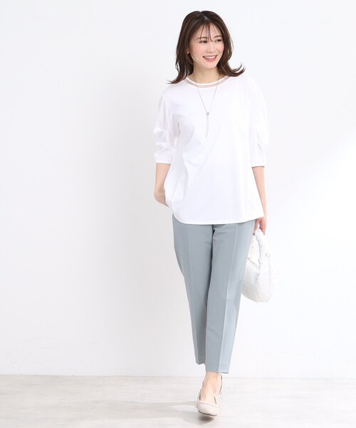 tシャツ 「腰周りカバー」すっきり見えAラインカットソー レディースの画像