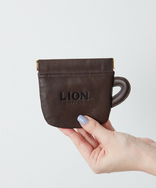 ライオンコーヒー　ポーチ　セット　イアパピヨネ ear PAPILLONNER LION COFFEE(ライオンコーヒー)コラボ カップ型レザーポーチ