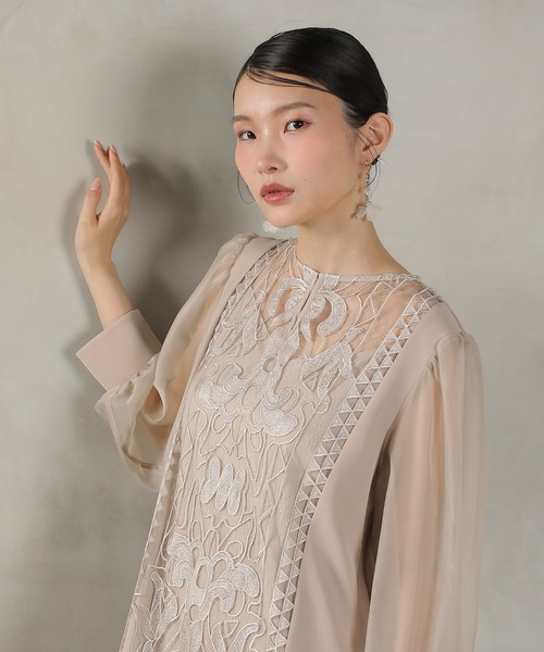Kana ドレス バロック風レースデザイン シアー スリーブ