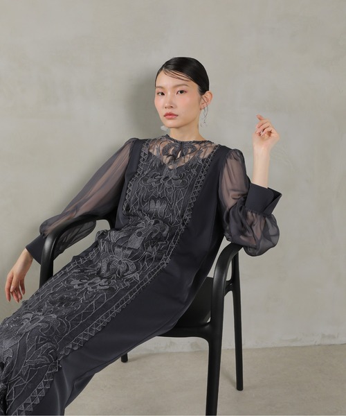 kana ワンピースドレス Kana ドレス 総レース ロングレース スカート ワンピース