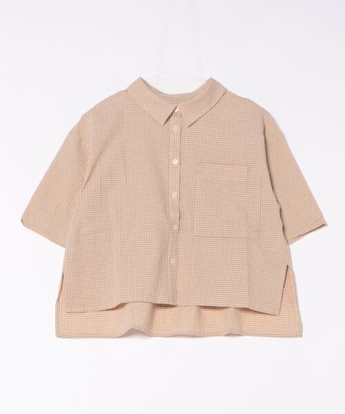ブラウス シャツ チェックハーフスリーブシャツ レディース