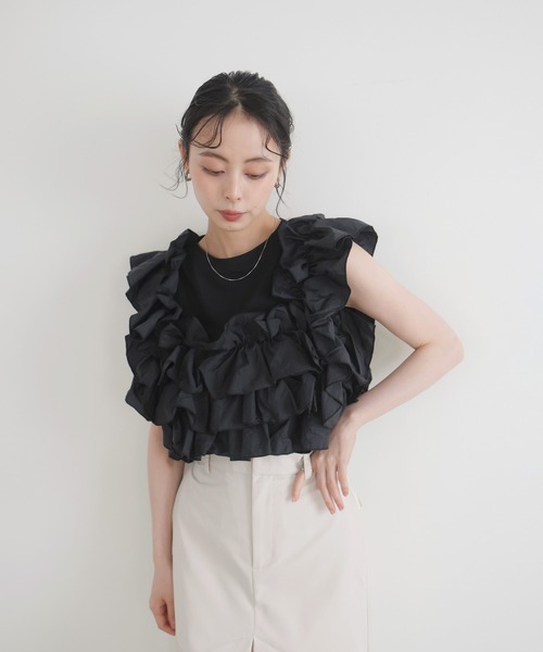 【美品】フリルビスチェロンT THE Yon tシャツ フリルビスチェセットルーズフィットロンT
