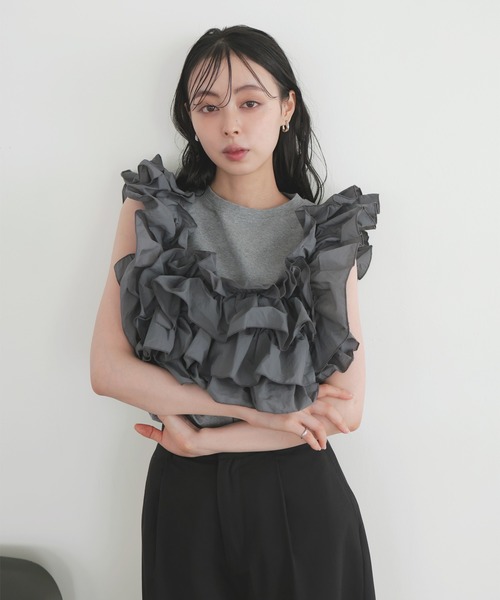 tシャツ フリルドッキングTシャツ レディース チュールフリルドッキングTシャツ – レディースファッション通販