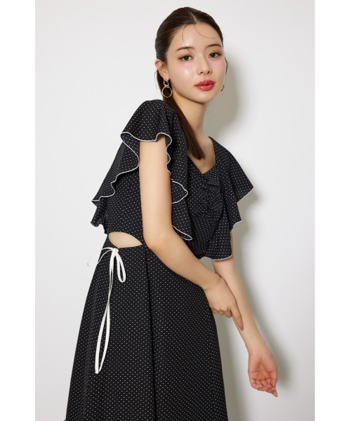 rienda ワンピース フリルウエストオープンワンピース 夏服
