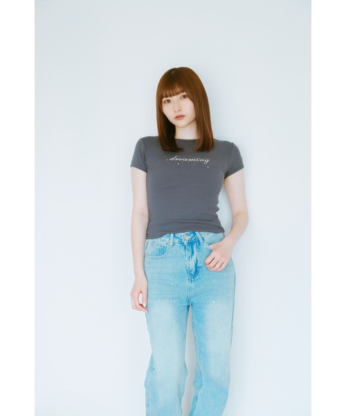 タグ付き未使用品　ルルムウ レディース Tシャツ 半袖 M ブルー系 Printstar tシャツ レディース ユニセックス 半袖 無地 キッズ