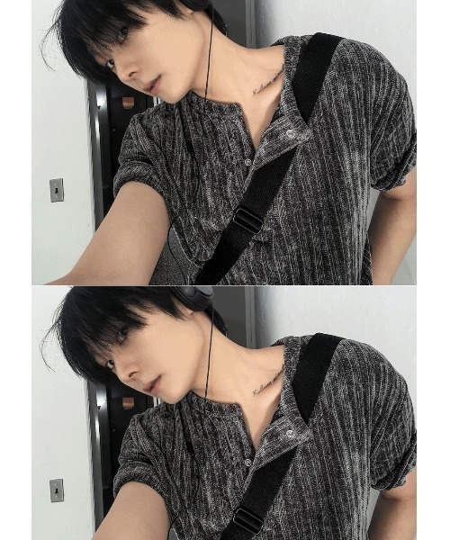 [COSYHARU]Beloa Golgi Henley Neck Short Sleeve関税・配送料込 COSYHARU tシャツ ベロアリブヘンリーネック半袖Tシャツ メンズ