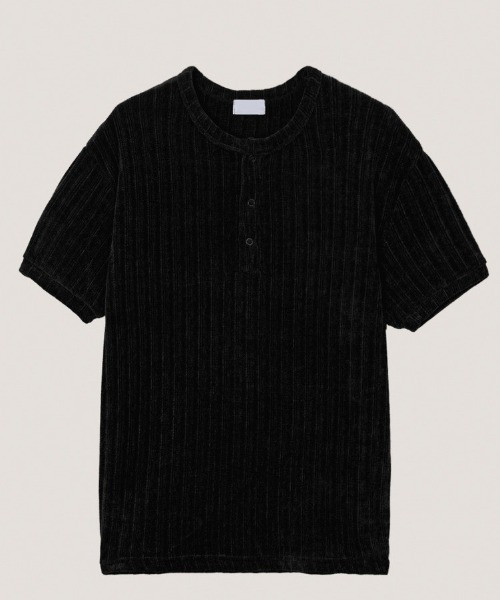 COSYHARU（コシハル） ヘンリーネック tシャツ ベロアリブヘンリー