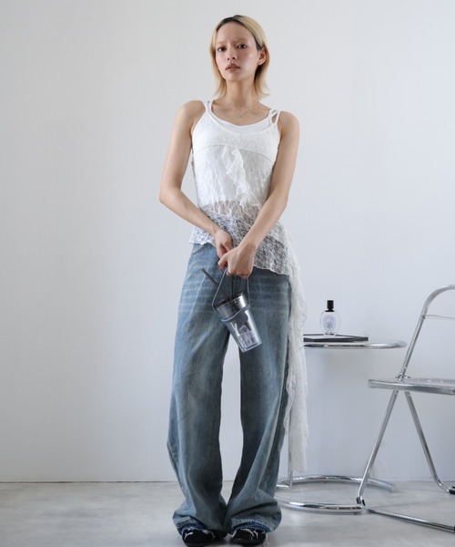 ULYSSES キャミソール アシンメトリーレースキャミソール : ZOZOTOWN