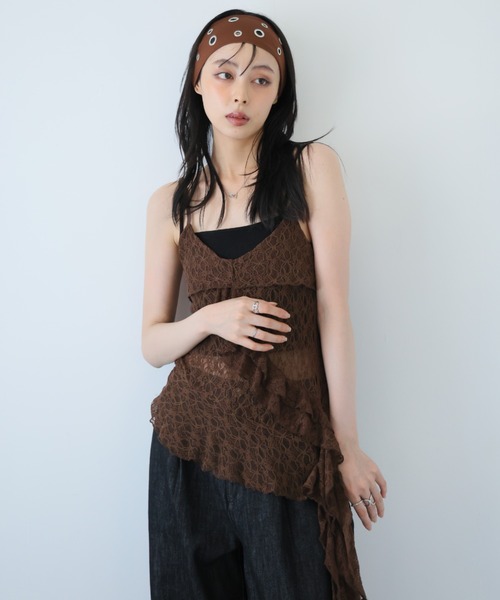 ULYSSES キャミソール アシンメトリーレースキャミソール : ZOZOTOWN