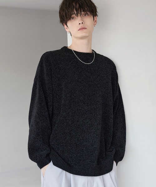 セーター ニット 畦編みモールクルーニット メンズ レディース