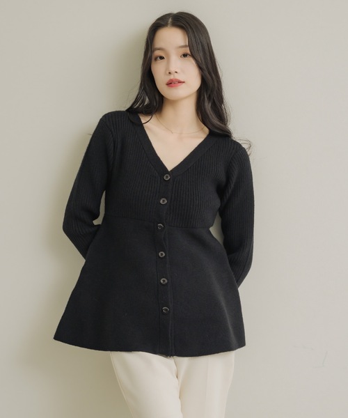NEUNA（ヌナ） カーディガン Vネックペプラムカーディガン レディース