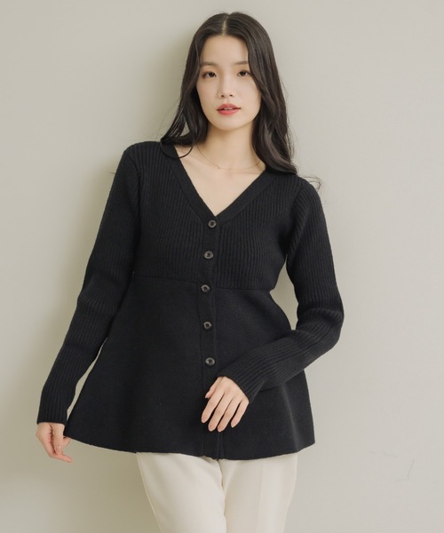 NEUNA（ヌナ） カーディガン Vネックペプラムカーディガン レディース