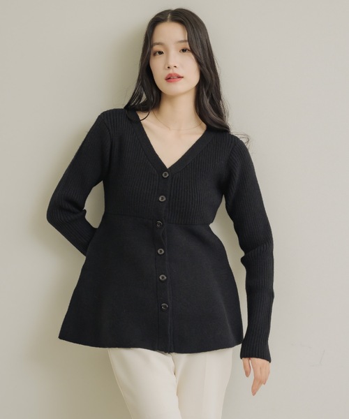 NEUNA（ヌナ） カーディガン Vネックペプラムカーディガン レディース