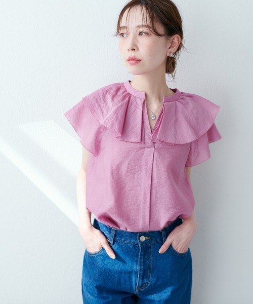 「natural couture」 半袖ブラウス FREE ホワイト レディース_画像3