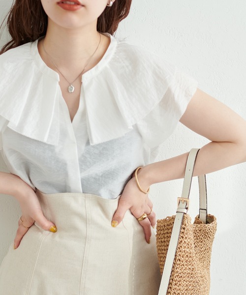 「natural couture」 半袖ブラウス FREE ホワイト レディース_画像10