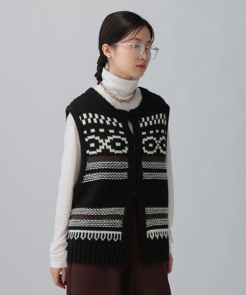 LEPSIM（レプシィム） ベスト ジレ 5ゲージノルディック柄ベスト