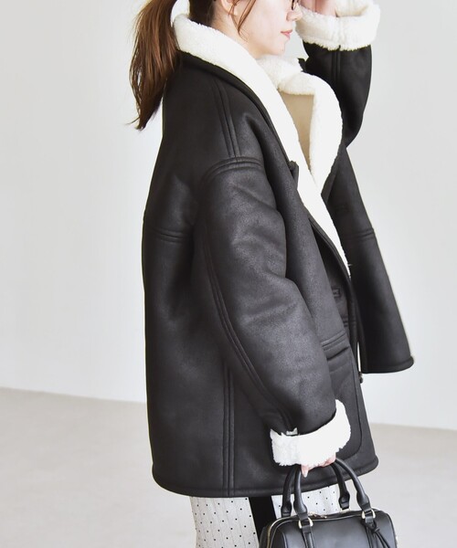 quaranciel コート アウター quaranciel: ムートンライク ボア