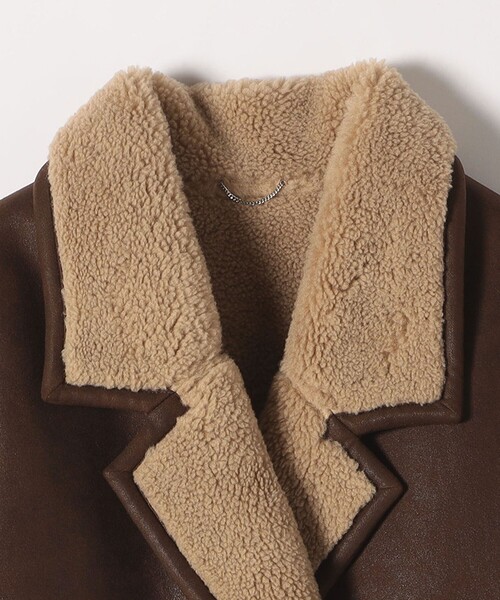 新同✩32万✩本物✩ムートンコート✩ブルーフォックス✩柔らか軽い✩ツルツル革 柔らかな着心地☆フォックスファー付きWフェイスムートンコート新品