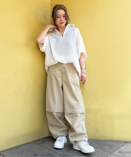 「DOUBLE NAME」 半袖ブラウス FREE オフホワイト レディース_画像7