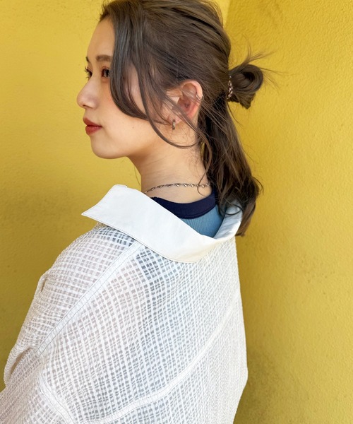 「DOUBLE NAME」 半袖ブラウス FREE オフホワイト レディース_画像9