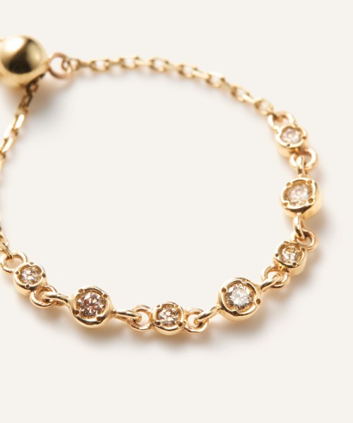 指輪 リング K10YG ブラウンダイヤモンド チェーンリング レディースの画像